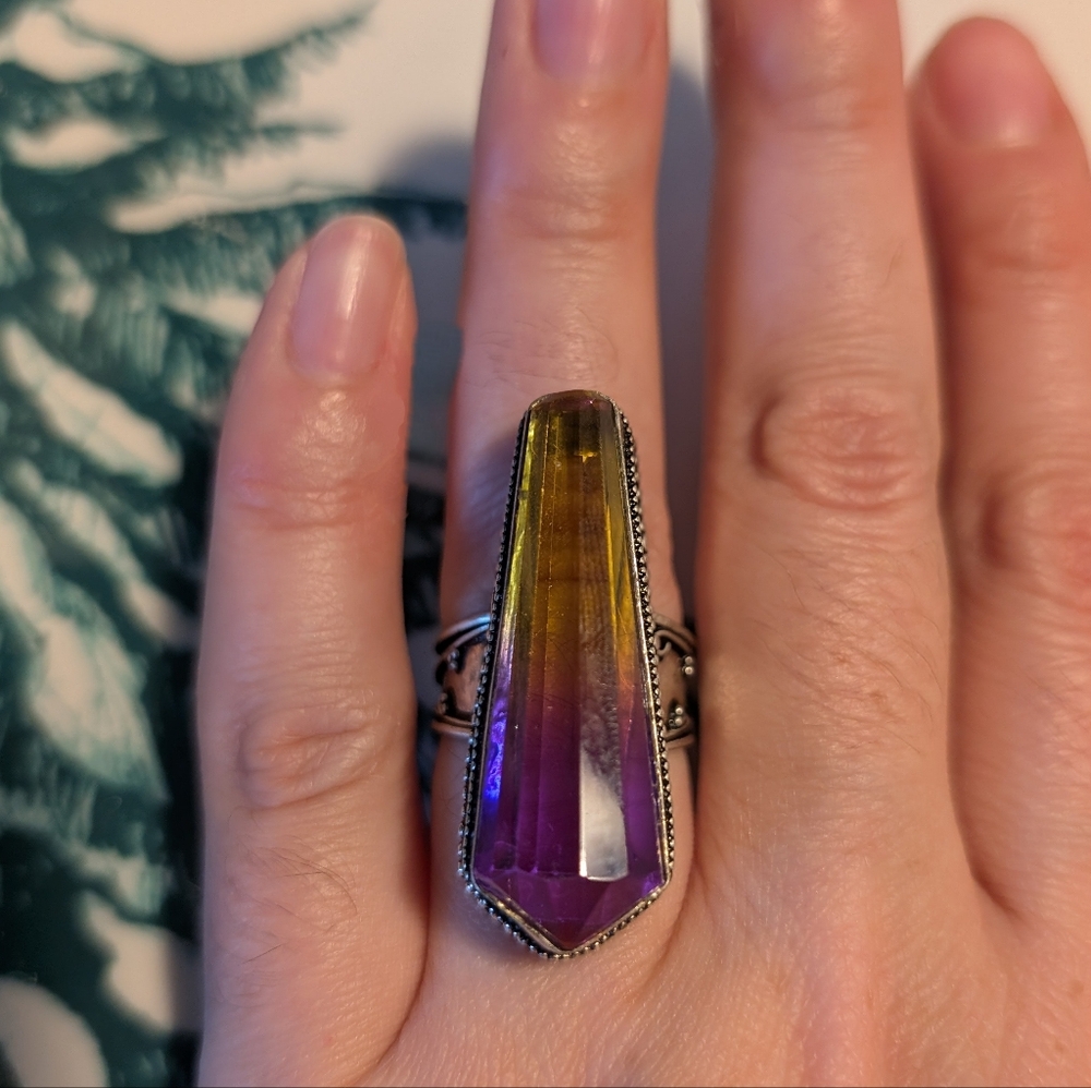 925 Sterling Shaded Ombré Vintage Art Glass Ring